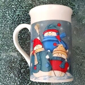 Royal Norfolk Winter Themed Mug- Snowmen- Blue & White